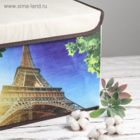 Короб стеллажный для хранения с крышкой &laquo;Эйфелева башня&raquo;, 38&times;25&times;24 см