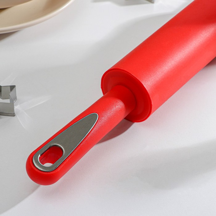 Скалка Доляна &laquo;Каппадокия&raquo;, 43&times;5 см, рабочая часть 19,5 см, цвет красный