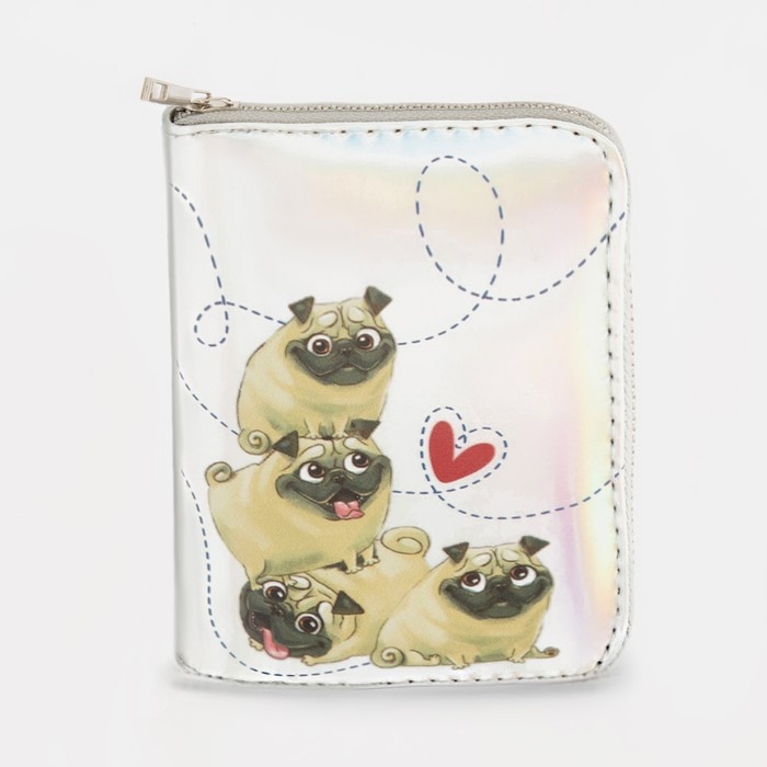 Кошелёк с голографическим эффектом &laquo;Мопсики&raquo;, 12.5х9х2 см