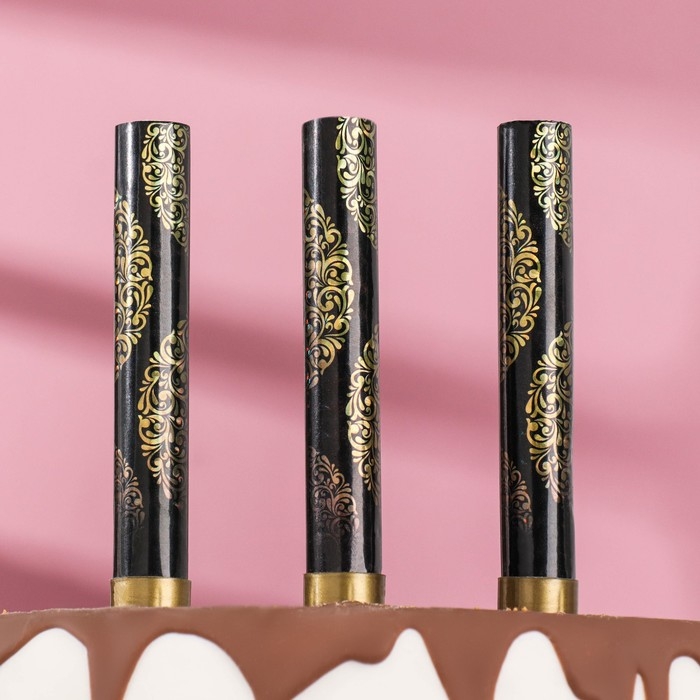 Свечи фонтаны для торта "Золотой узор", 10 см, 30 секунд, 3 шт