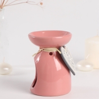 Аромалампа керамика "Резное сердце" розовая 8х8х11,2 см