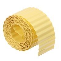 Лента бордюрная, 10 см &times; 9 м, толщина 0.6 мм, пластиковая, гофра, жёлтая, Greengo