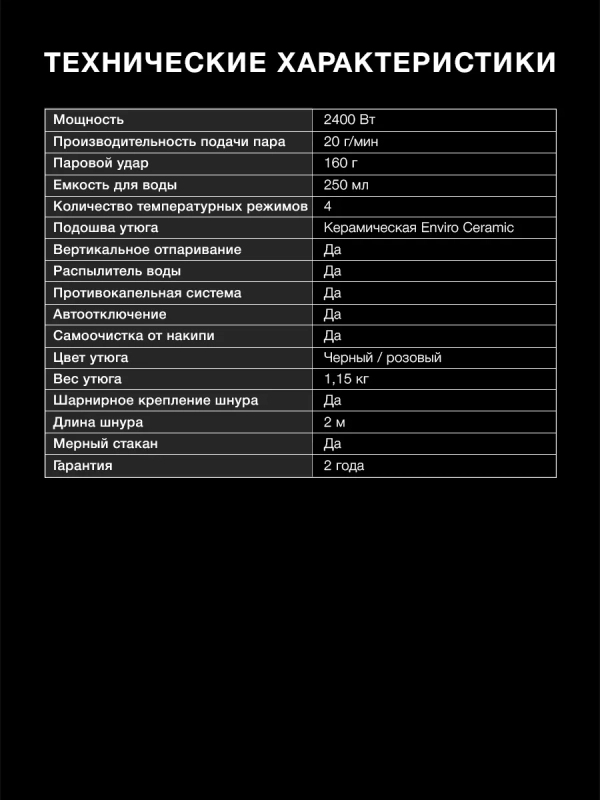 Утюг H-SI01623 2400Вт черный-розовый