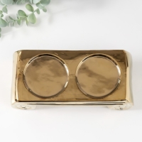 Подсвечник керамика на 2 свечи "Греция" d=7,5 см золото 22,5х10х7 см