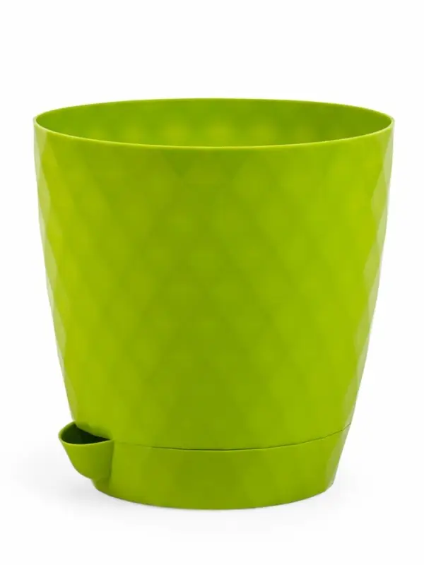 Кашпо с прикорневым поливом "Румба" 1,5 л, D14 см, h-14,5 см, цвет киви