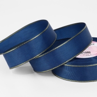 Лента репсовая 25мм*25&plusmn;1ярд(23м&plusmn;1м) золотые нити №038 тёмно-синий АУ