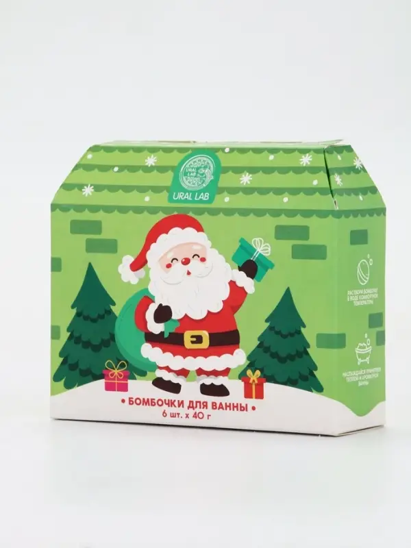 Бомбочки для ванны в домике &laquo;Дед Мороз&raquo;, набор 6 шт х 40 г, URAL LAB