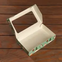 Коробка складная &laquo;Пингвины и снеговики&raquo;, зеленая, 20&times;12&times;4 см