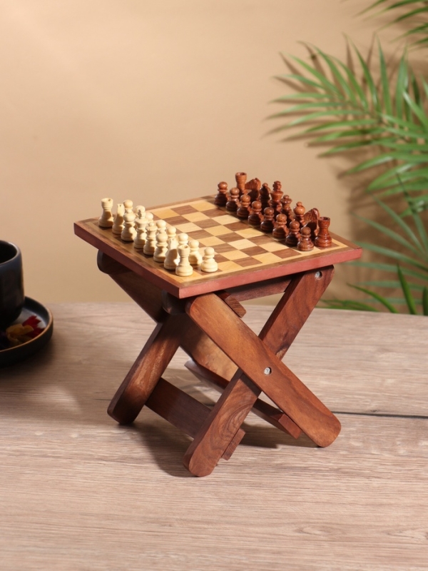 Шахматный столик складной 15,5х20х4,5 см, дерево шишам