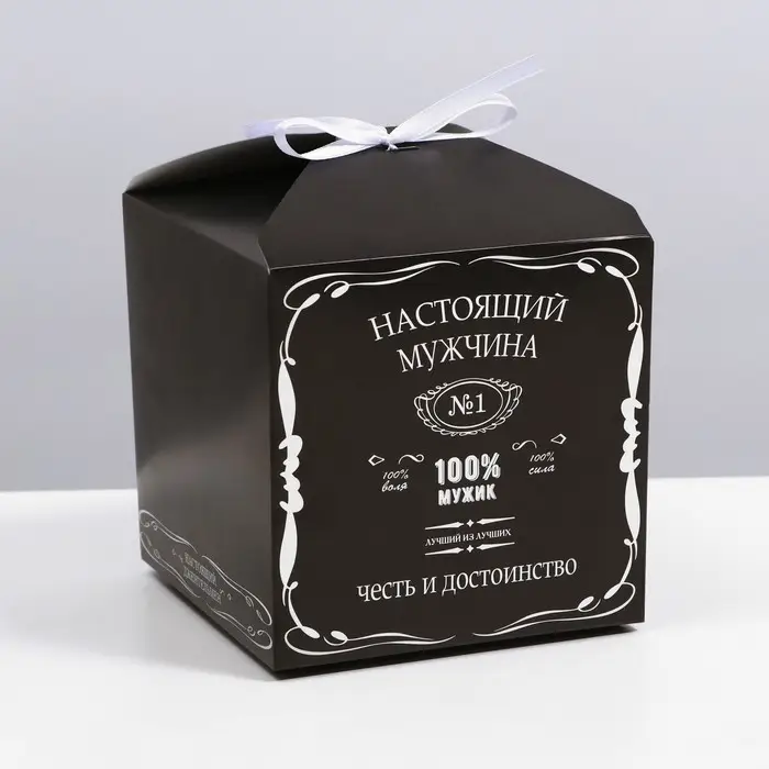 Коробка складная "100% мужик", 14&times;14&times;14 см