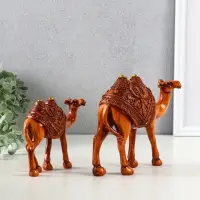 Сувенир полистоун "Двугорбые верблюды" под дерево набор 2 шт 14х4,5х12,5 16,5х5,5х14,5 см