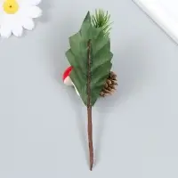 Декор для творчества &laquo;Веточка ели со снегом и шишкой&raquo; 13 см