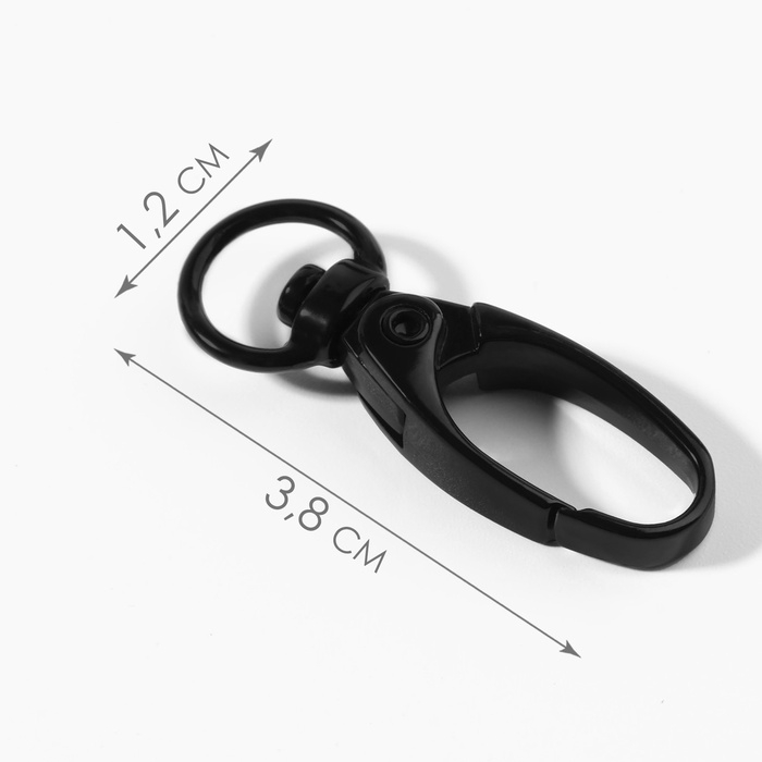 Карабин металлический, 38 &times; 12 мм / 10 &times; 1 мм, 5 шт, цвет чёрный