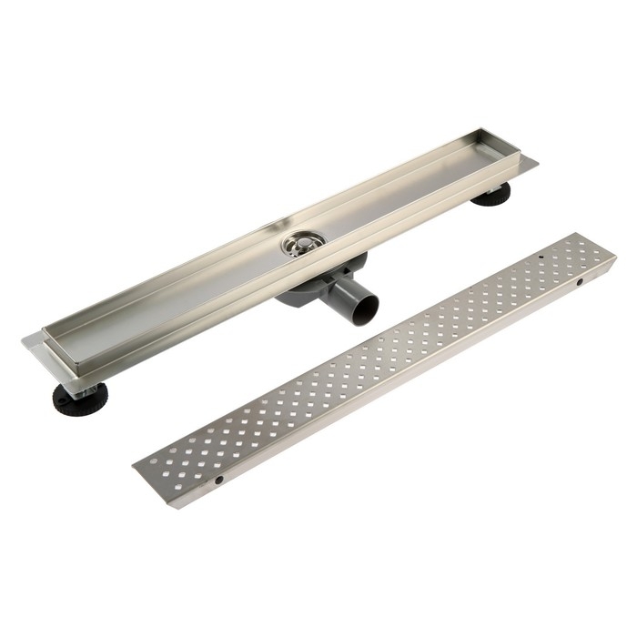 Трап ZEIN engr, c флaнцeм свободного вращ 360&deg;, 7*60 см, d=40/50 мм, нерж сталь, сатин