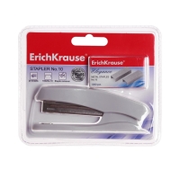Степлер Erich Krause Elegance + скобы, № 10, до 20 листов, в блистере, встроенный антистеплер, синий, МИКС