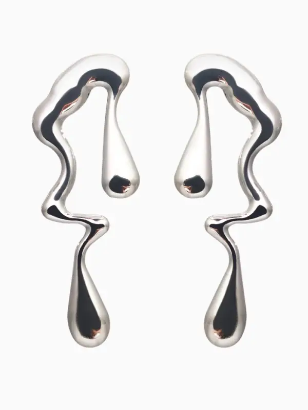 Гарнитур 2 предмета: кулон, серьги "Капли" таяние, цвет серебро