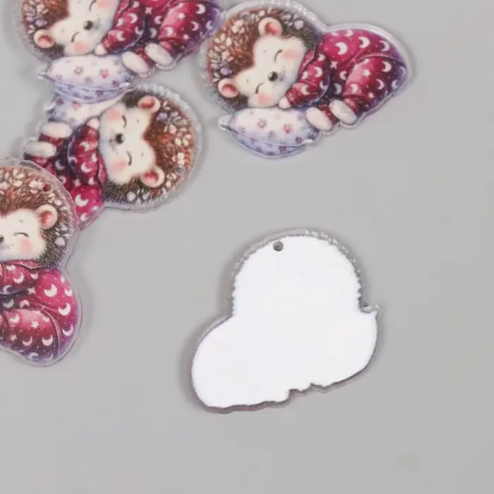 Декор для творчества акрил "Малыш ёжик в пижамке сладко спит на подушке" 2,9х3,4х0,3 см