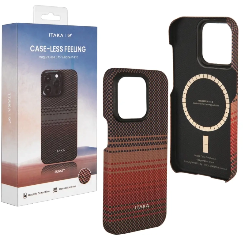 Чехол iPh 15 Pro PITAKA Moonrise Tactile Woven case Sunset