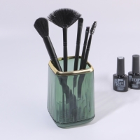 Органайзер - подставка для хранения маникюрных/косметических принадлежностей &laquo;GREEN&raquo;, 11 &times; 8,2 &times; 8,2 см, цвет полупрозрачный/зелёный/золотистый