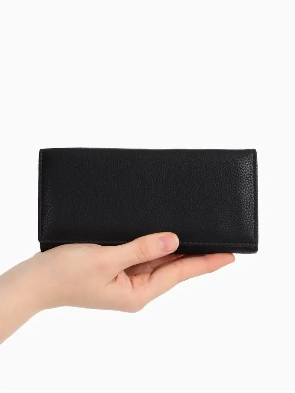 Кошелек жен 06-01-01 Июнь2522, 19*3*10 см, 3 отд+отд/молн, д/карт, д/монет, на магните черн   109097