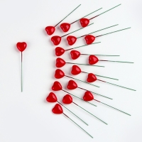 Набор топперов на проволоке &laquo;Сердце&raquo;, набор 20 шт., размер 1 шт. &mdash; 2,5 &times; 1,6 &times; 8,5 см