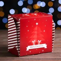 Коробка складная, двухсторонняя, Merry Christmas, 16&times;16&times;10 см