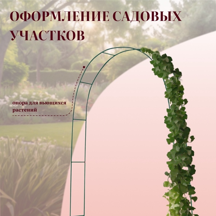 Арка садовая, 240&times;125&times;20 см, для вьющихся растений, металлическая, зелёная
