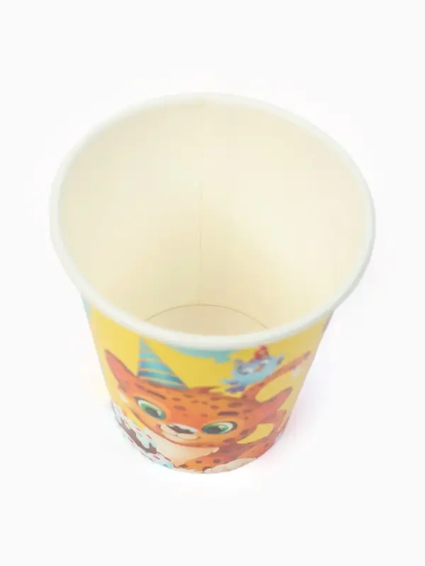 МП Набор бумажной посуды  "С Днём рождения, весёлые зверята", желтый , 12 персон