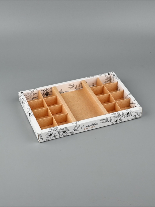 Коробка под 16 конфет и шоколад, кондитерская упаковка &laquo;С любовью&raquo; 28,8 х 18,6 х 3 см