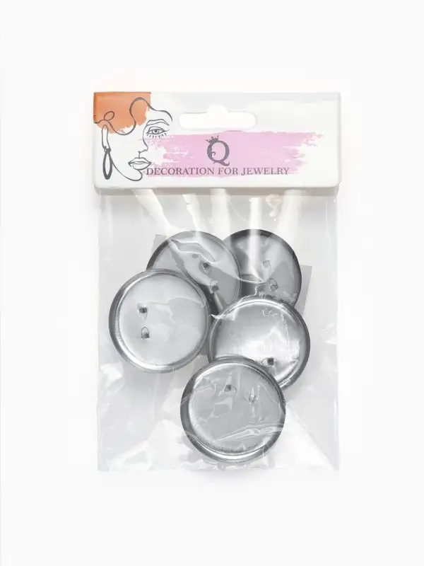 Основа для броши с круглым основанием СМ-367, (набор 5шт) 28 мм, цвет серебро