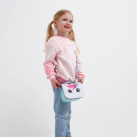 Сумка детская для девочки &laquo;Единорог&raquo;, отдел на молнии, цвет белый/голубой, 16х6,5х12 см