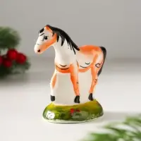 Сувенир Лошадь Зорька, 7х7х3,5 см, гжель,цвет