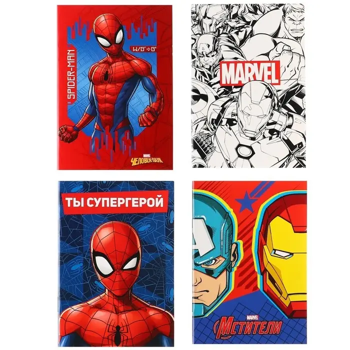 Блокнот А6 32 л на скрепке, 4 вида, МИКС