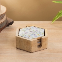 Подставка под горячее (набор 4 шт) "Оттенки сирени" дерево манго 15х13х5 см