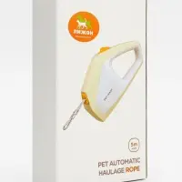 Рулетка - поводок для собак, лента 3 метра, белая/бежевая