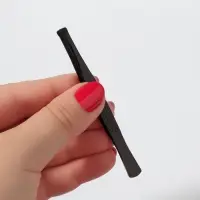 Пинцет прямой, широкий, 9 см, чёрный