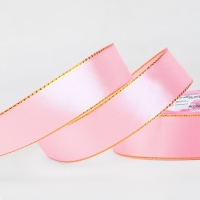 Лента атласная &laquo;Золотые нити&raquo;, 25 мм &times; 23 &plusmn; 1 м, цвет розовый №04