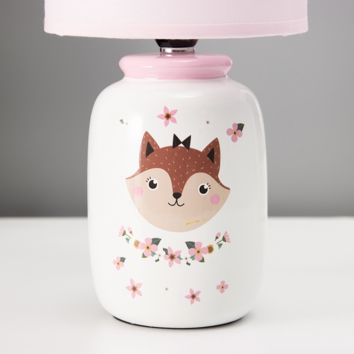 Настольная лампа с абажуром RISALUX &laquo;Киса&raquo; детская, Е14, 40 Вт, бело-розовый, 13&times;13&times;27 см