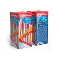 Ручка шариковая ErichKrause R-301 Orange Stick & Grip, узел 0.7 мм, чернила красные, резиновый держатель, длина линии письма 2000 метров