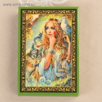 Шкатулка &laquo;Лесная дева&raquo;, зелёная, 11&times;16 см, лаковая миниатюра