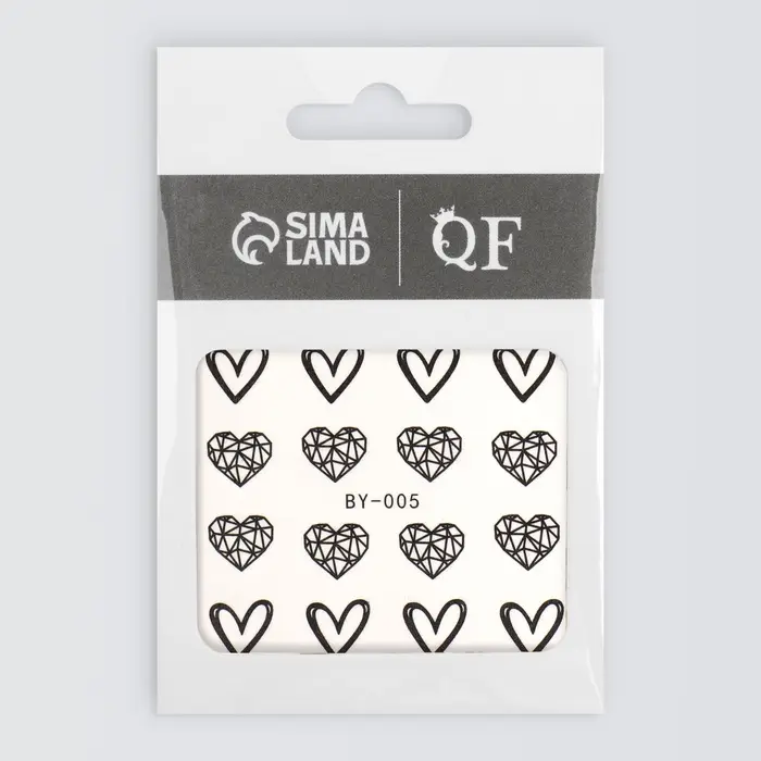 Слайдеры для ногтей &laquo;Пустые сердца&raquo;, чёрные