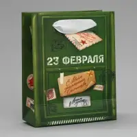 Пакет подарочный ламинированный, упаковка, &laquo;23 февраля&raquo;, почта, S 12 х 15 х 5.5 см