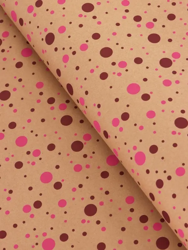 Крафт бумага &laquo;Конфетти&raquo; розовый/бордовый на коричневом фоне, 0.72&times;10&plusmn;5% м, 60 г
