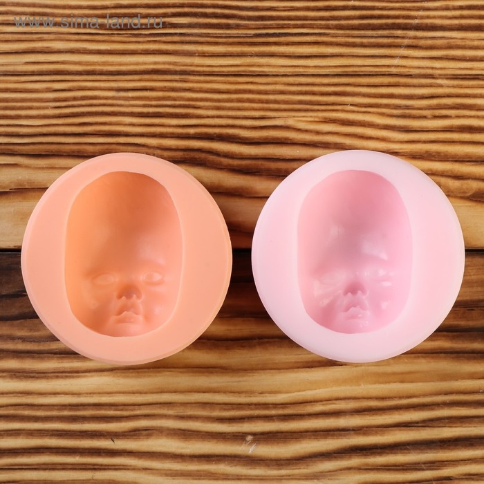 Молд силикон №966 "Лицо малыша"  4,7 х 3,4 см, глубина 2 см МИКС
