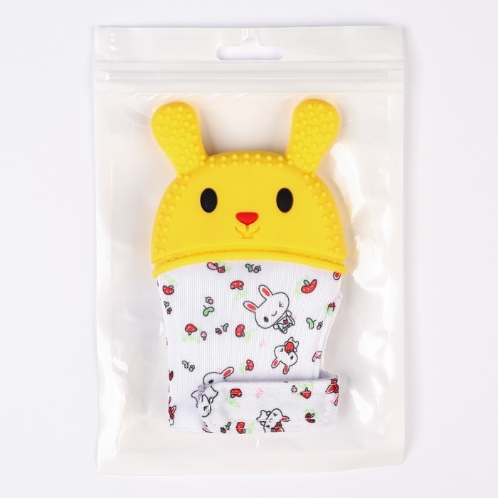 Прорезыватель-рукавичка &laquo;Зайка&raquo;, цвет красный/желтый, Крошка Я