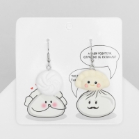 Серьги ассорти &laquo;Радость&raquo; пельмень и хинкали, цвет белый в серебре