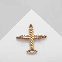 Брошь &laquo;Самолёт&raquo; туристический, цвет белый в золоте