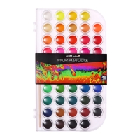 Краски акварельные 48 цветов, круглые, диаметр кюветы 23 мм, с кистью, пластиковый пенал, CALLIGRATA TOP