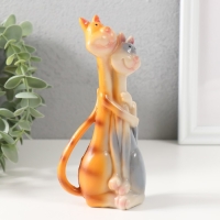 Сувенир полистоун обнимашки "Кот и кошка - полосатики" 16х7,8х5 см