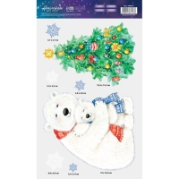 Наклейки новогодние на окна &laquo;Снежные забавы&raquo;, многоразовые, 20 х 34 см, Новый год